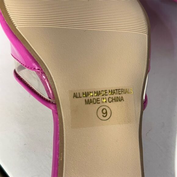 Classified Hot Pink Kitten Heel Sandals 9 Patent Leather Clear Straps Y2K Retro - Picture 8 of 9